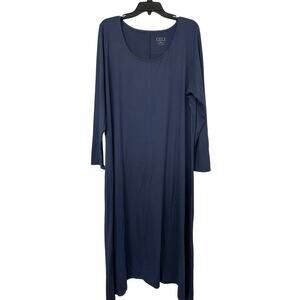 G.I.L.I Blue Asymmetrical Lagenlook Loose Fit Long Sleeve Maxi Length Dress 3X